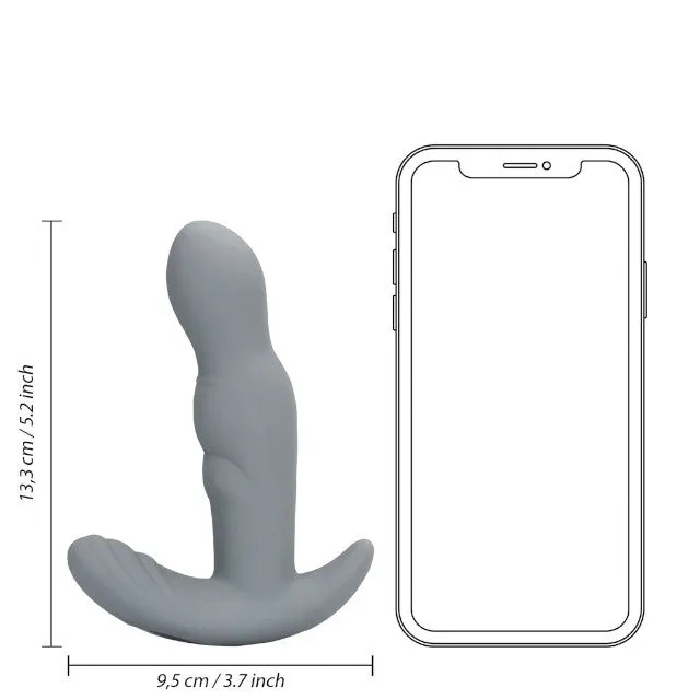 Vibrator anal LOVELINE Rotating Prostate Stimulator with Remote Control. cu telecomandă. funcție de rotație. 10 funcții de vibrație. gri