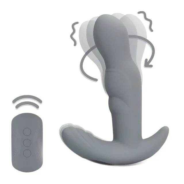 Vibrator anal LOVELINE Rotating Prostate Stimulator with Remote Control. cu telecomandă. funcție de rotație. 10 funcții de vibrație. gri