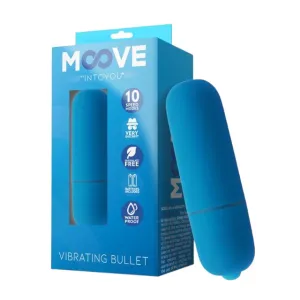 Vibrator bullet INTOYOU MOOVE. pentru stimularea clitorisului. 10 funcții de vibrație. rezistent la apă. culoarea albastru