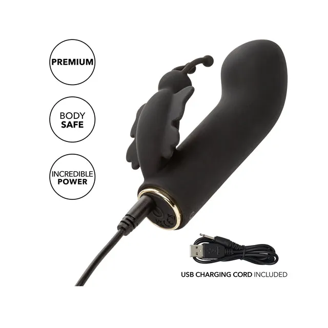 Vibrator CALEXOTICS Raven Butterfly. cu stimulator dublu pentru clitoris și punctul G. 10 funcții de vibrație. rezistent la apă IPX7. negru