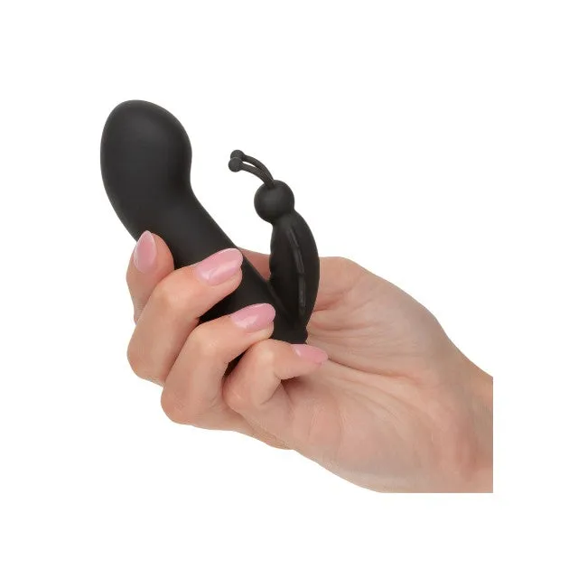 Vibrator CALEXOTICS Raven Butterfly. cu stimulator dublu pentru clitoris și punctul G. 10 funcții de vibrație. rezistent la apă IPX7. negru