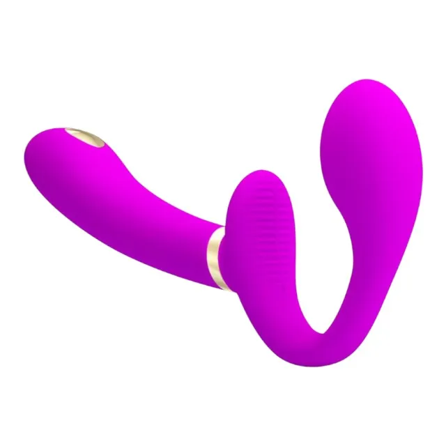 Vibrator dublu PRETTY LOVE Thunderbird. strap-on fără ham. 3 funcții de electroșoc. control prin telecomandă. roz. 22.5 cm
