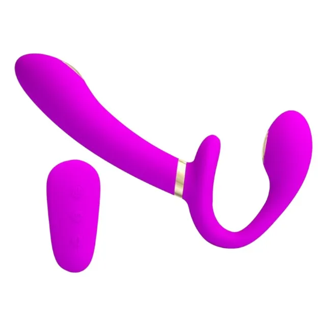 Vibrator dublu PRETTY LOVE Thunderbird. strap-on fără ham. 3 funcții de electroșoc. control prin telecomandă. roz. 22.5 cm