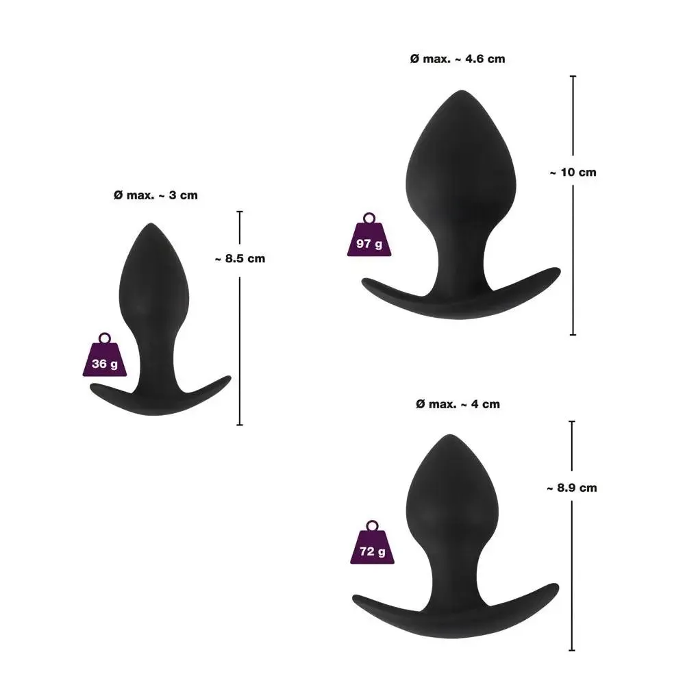 You2toys Silicone Black Velvet 3-piece Anal Butt Plug Training Set